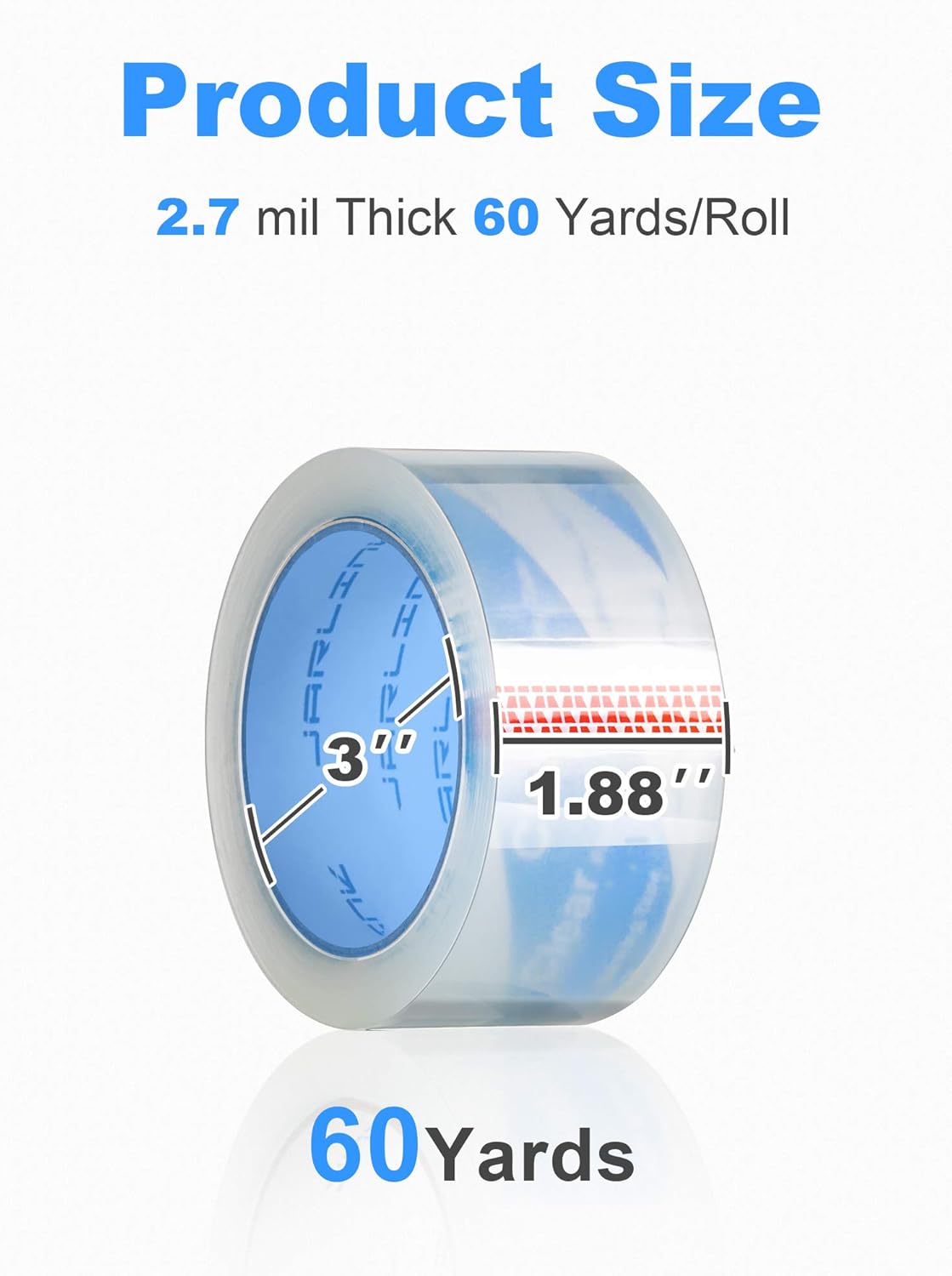 JARLINK Clear Packing Tape (12 Rolls), Heavy Duty Packaging Tape for Shipping Packaging Moving Sealing, 2.7mil Thick, 1.88 inches Wide, 60 Yards Per Roll, 720 Total Yards, Clearer : Office Products