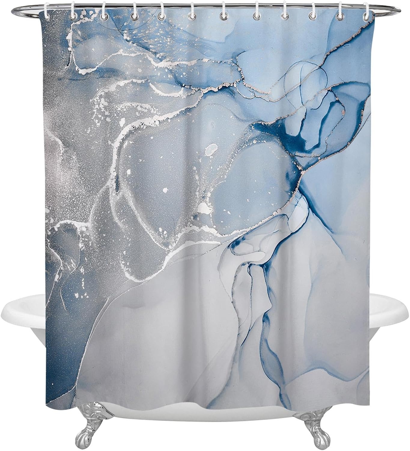 Blue Marble Texture Shower Curtains Waterproof Bath Curtains Home Decor Modern Luxury Bathroom Curtain 170x170cm(67" Wx67 H)