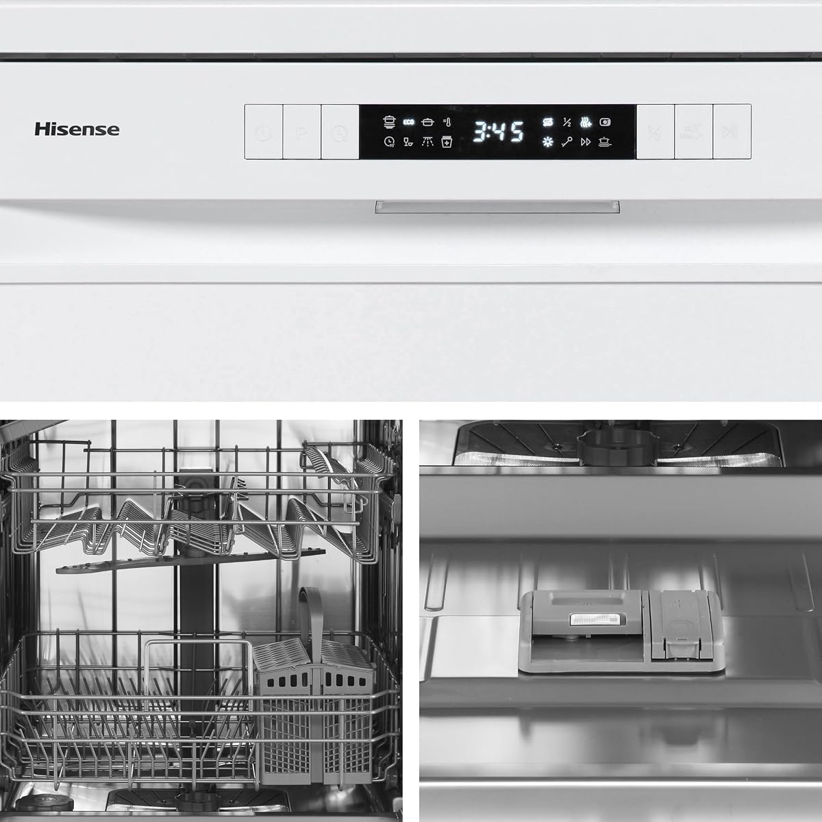 Hisense HS622E10W - Lavavajillas, Capacidad para 13 servicios, 60 cm, Programa ECO, Silencioso, 2, Filtro autolimpiable, Contador digital, Libre instalación, Blanco — view 10