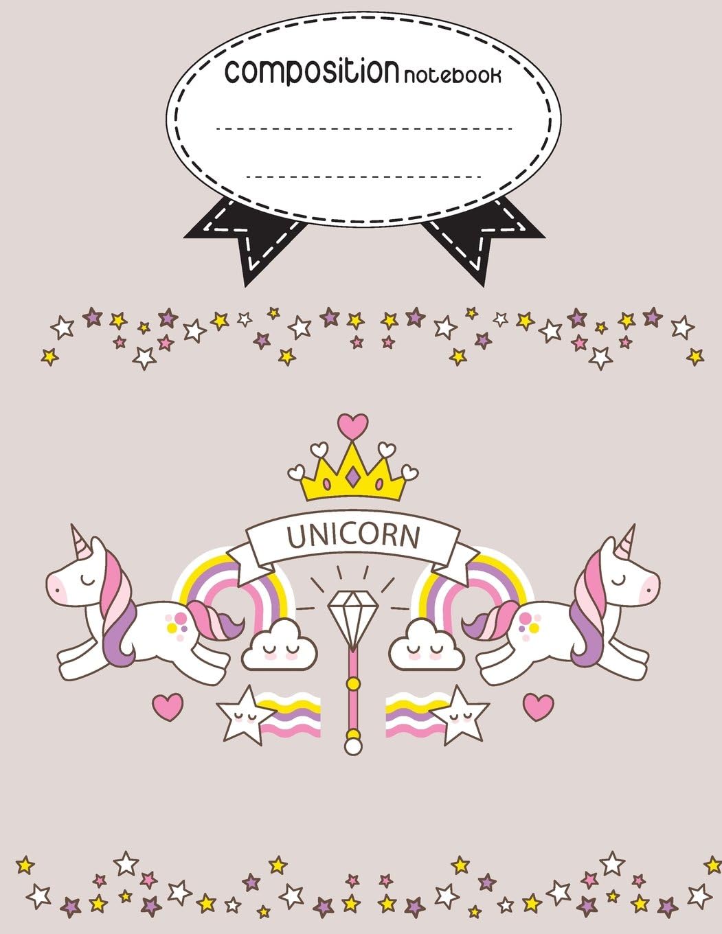 Composition Notebook, 8.5 x 11, 110 pages : unicorn purple: (School Notebooks)