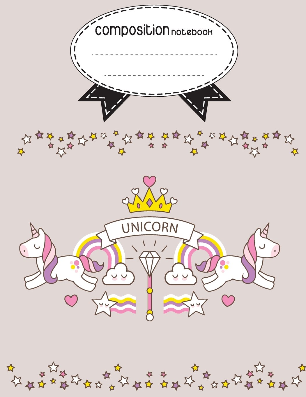 Composition Notebook, 8.5 x 11, 110 pages : unicorn purple: (School Notebooks)