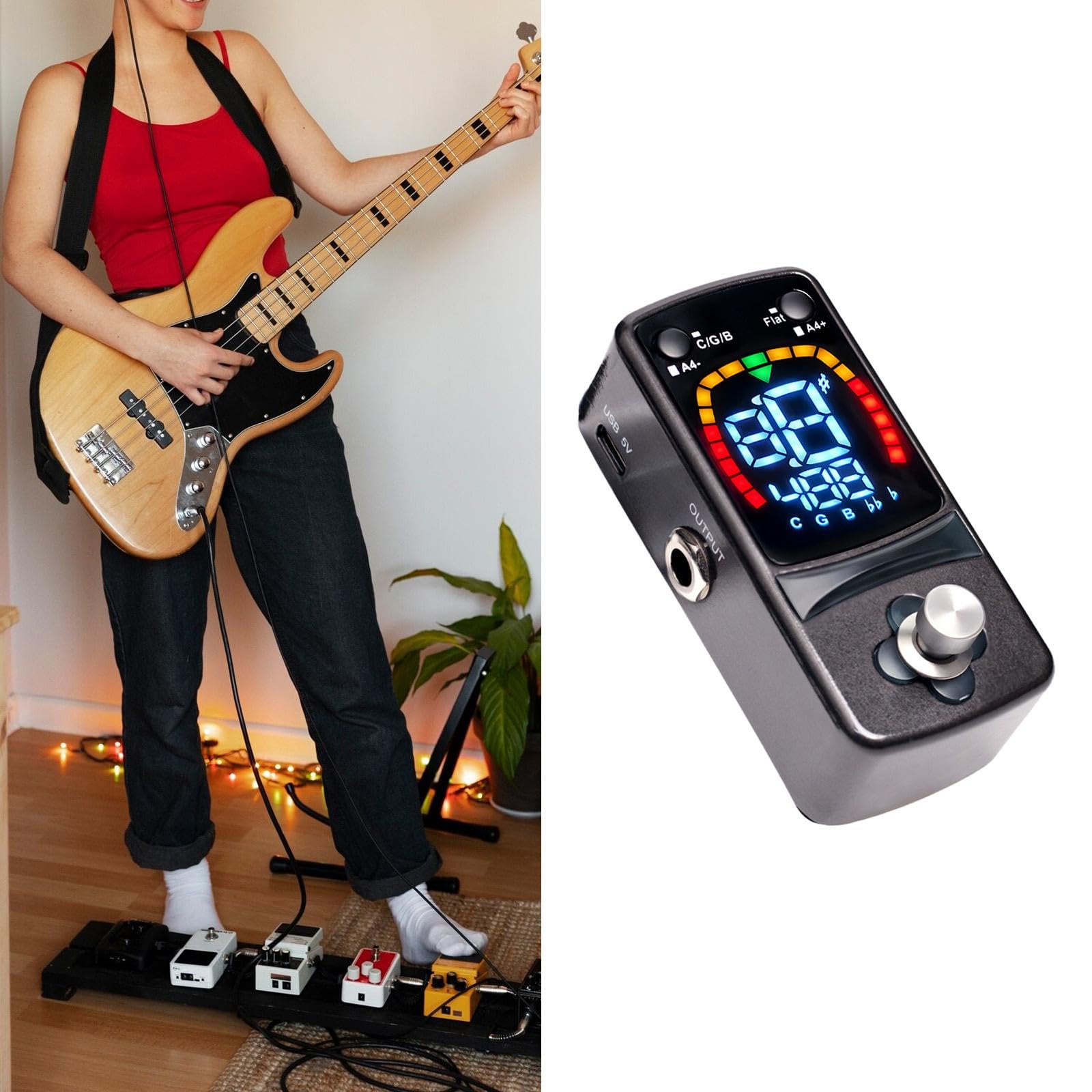 Pedale Accordatore di Precisione Robusto Mini Compatto Accessori per Strumenti Musicali