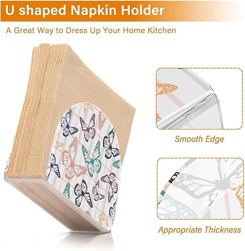 Miniatura 4 de Napkin Holder Spring Colored Butterflies Napkin Holders for Tables, Clear Acrylic Napkin Holders Cocktail Napkin Holder for Kitchen Restaurant Bar