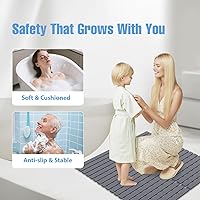 Vista 8 de Tapete de ducha antideslizante para bañera y ducha, 236 ventosas con orificios de drenaje, secado rápido, lavable a máquina, agarre adicional