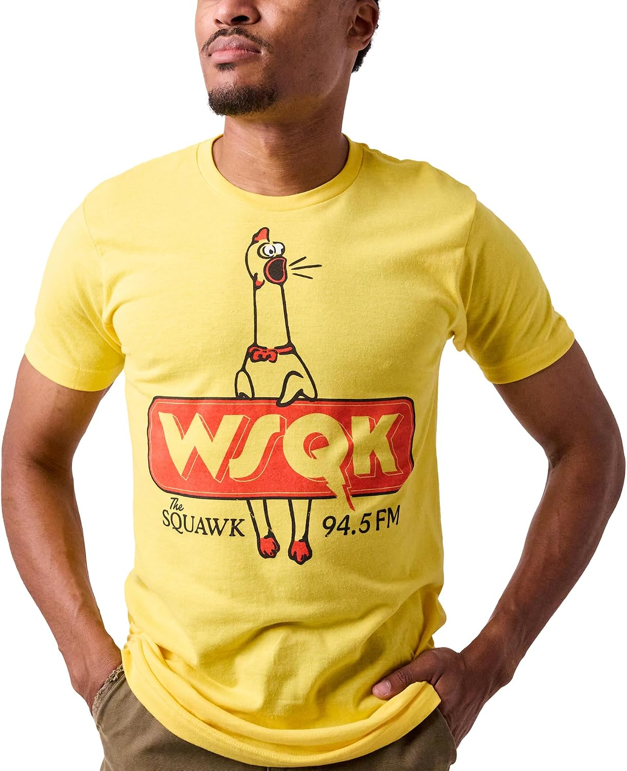 Stranger Things WSQK 94.5 FM Radio Promo on Yellow Short Sleeve Tee