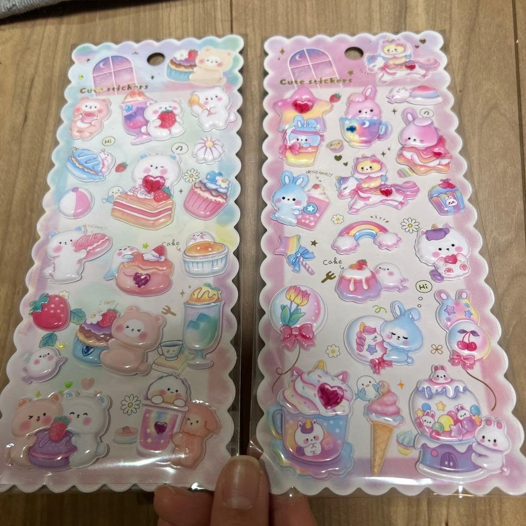 ふわもこぷくぷくシール 2枚セット 【正規品 年中無休 即日発送】ぷくぷくシール 福袋 ぷっくりシール ウォーターシール お尻シール ぷにぷに 3d  立体シール ご褒美シール かわいいシール交換 シール集め キラキラ 韓国 子供 カスタマイズスマホケース 手帳 贈り物 鏡デコ ...