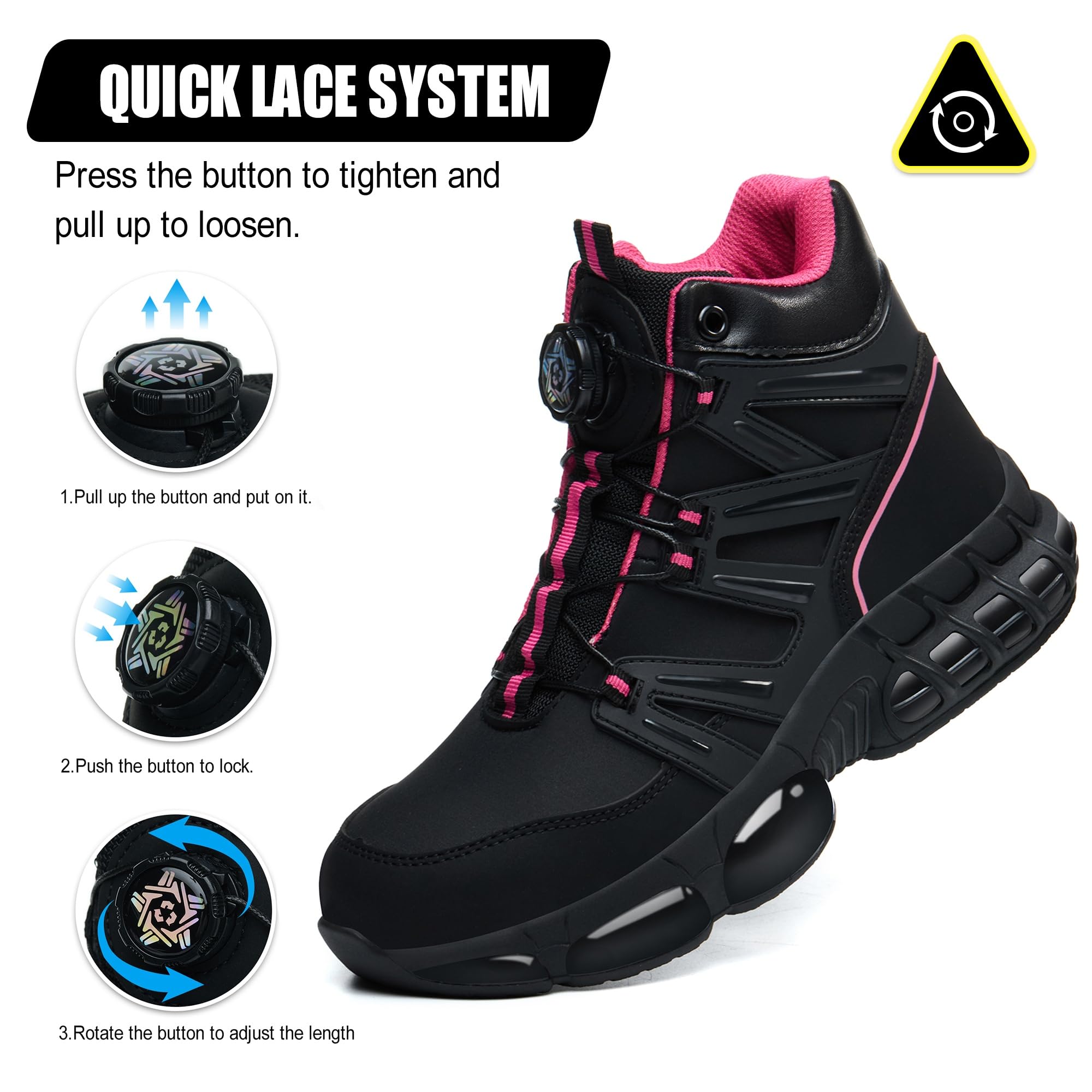 Sicherheitsstiefel Herren Damen Wasserdicht Arbeitsschuhe mit Stahlkappe Sportlich Sicherheitsschuhe Hoch Leicht Stahlkappenschuhe Luftkissen 36-47 EU