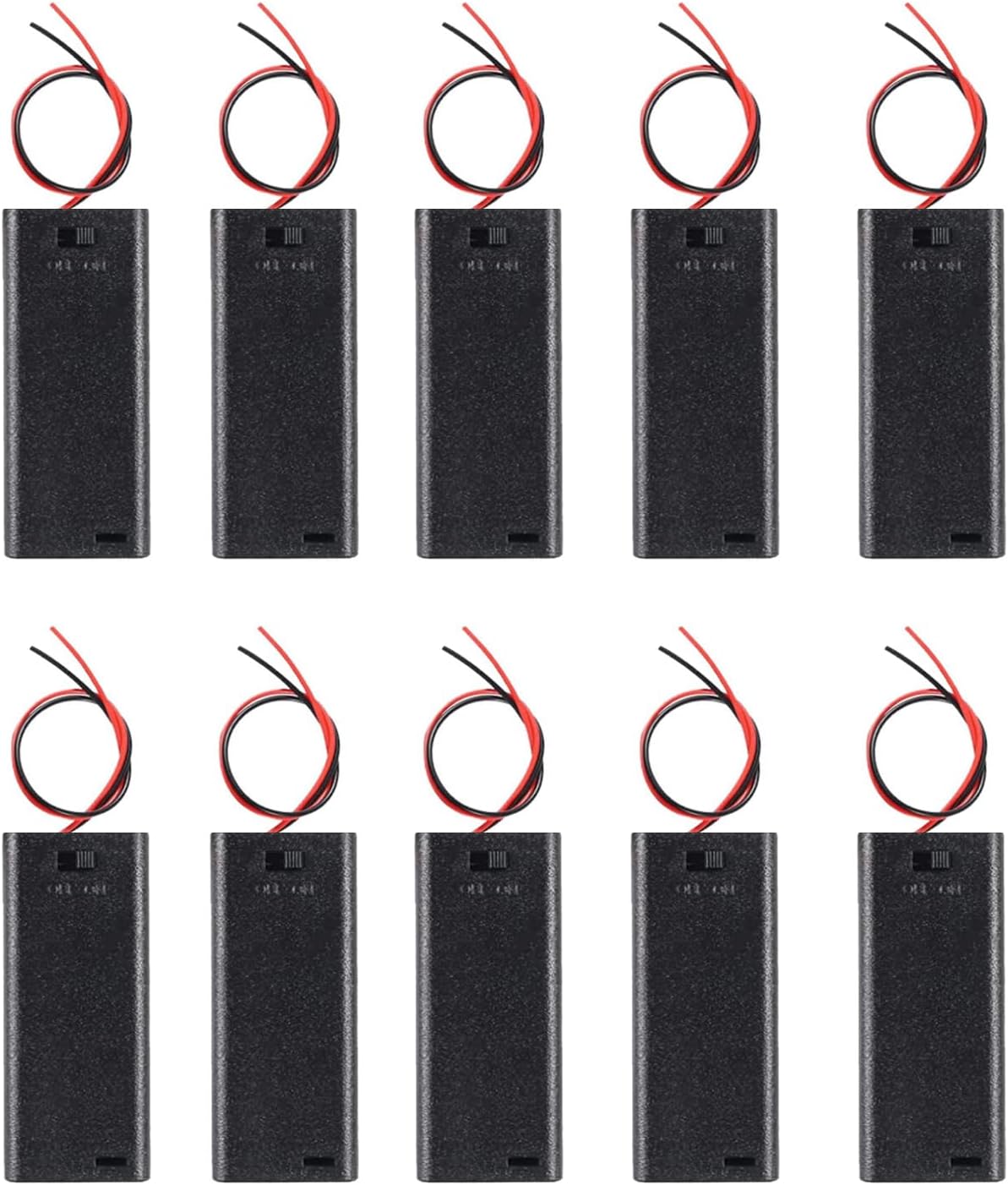 10pcs 2X AAA Battery Holder 3V AAA Battery Holder with ON Off Switch 2X 1.5V Batteries Charger Holder Spring Clip Storage Box Cell Cable