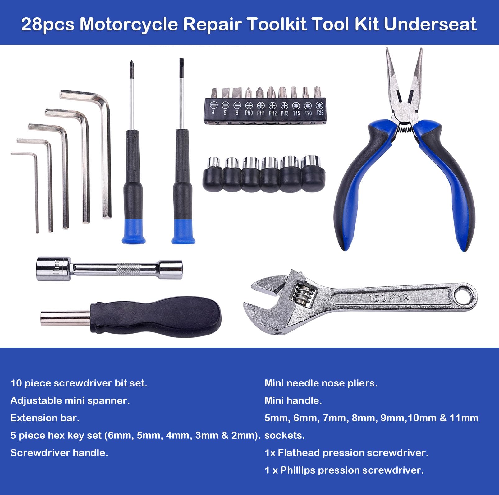 Amazon.com: WINTOWIN Compact Motorbike Tool Sets 28pcs Motorcycle