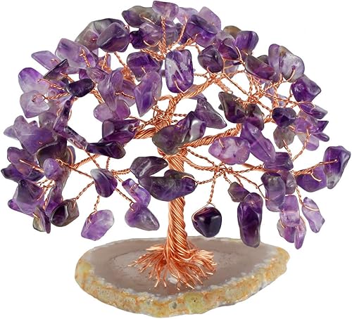 Miniatura 10 de mookaitedecor Árbol de cobre con amatista natural, cuarzo rosa y acuario, con base de ágata, decoración del hogar para riqueza y suerte, 3.5 a 4