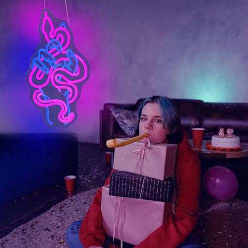 Miniatura 7 de Letrero de neón de serpiente, decoración de barra de luz de neón LED para decoración de pared, letrero de neón LED alimentado por USB, para