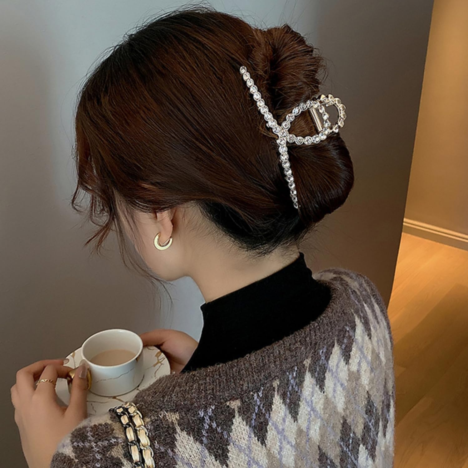 Rhinestone Hair Claw Clips, Vintage Opal Gold Metal Hair Jaw Clip for Women, Non Slip Hair Clamp for Long, Thick Hair Fashion Wedding Party Accessories Elegant Hair Barrettes Decorations for Ladies - Image 6