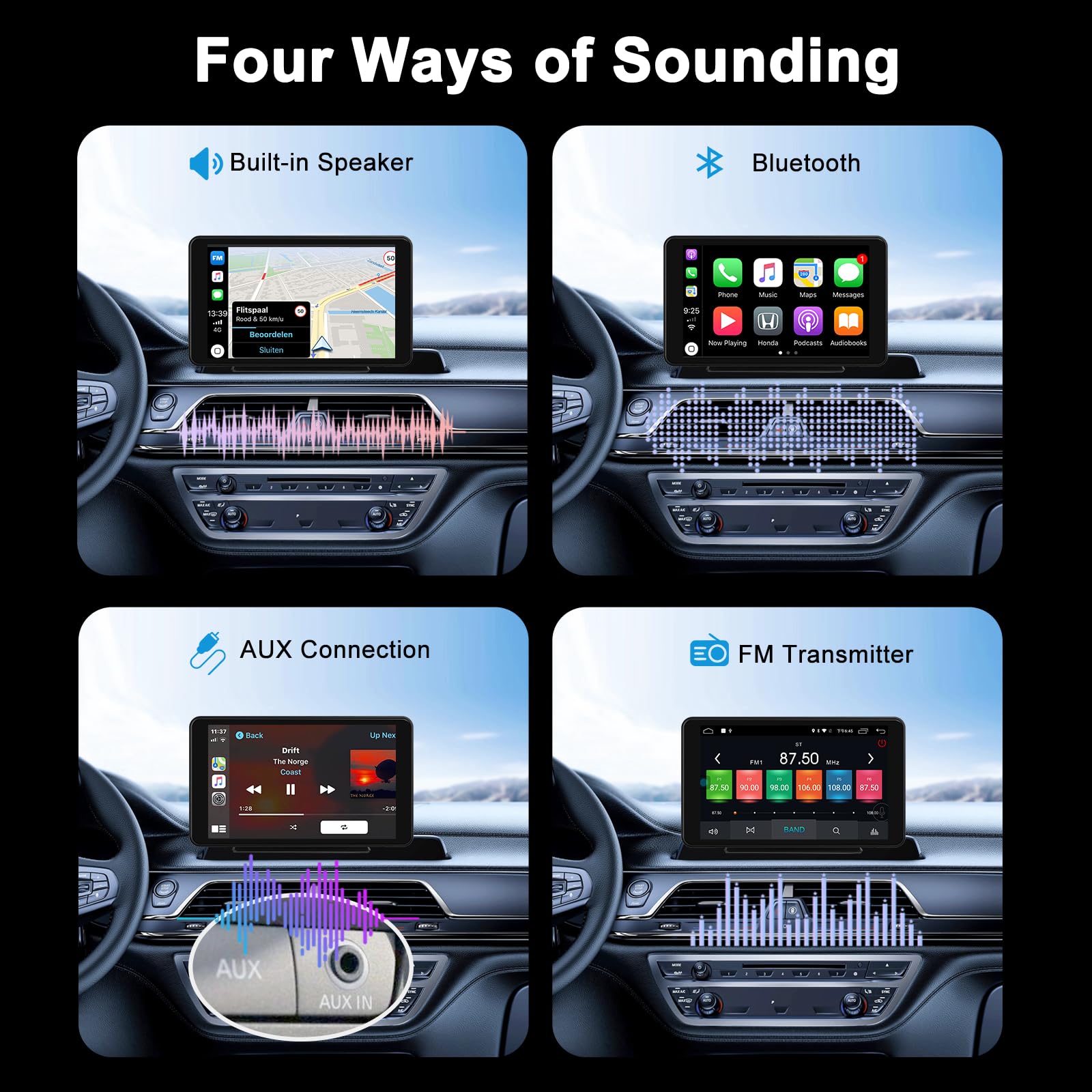 plimpton Portable Carplay Android Auto Screen for Car 7 Inch IPS Touch Screen Wireless Car Play for iOS Driveplay Multimedia Player with Voice Control, BT, Mirror Link for All Vehicle — Amazon image 4