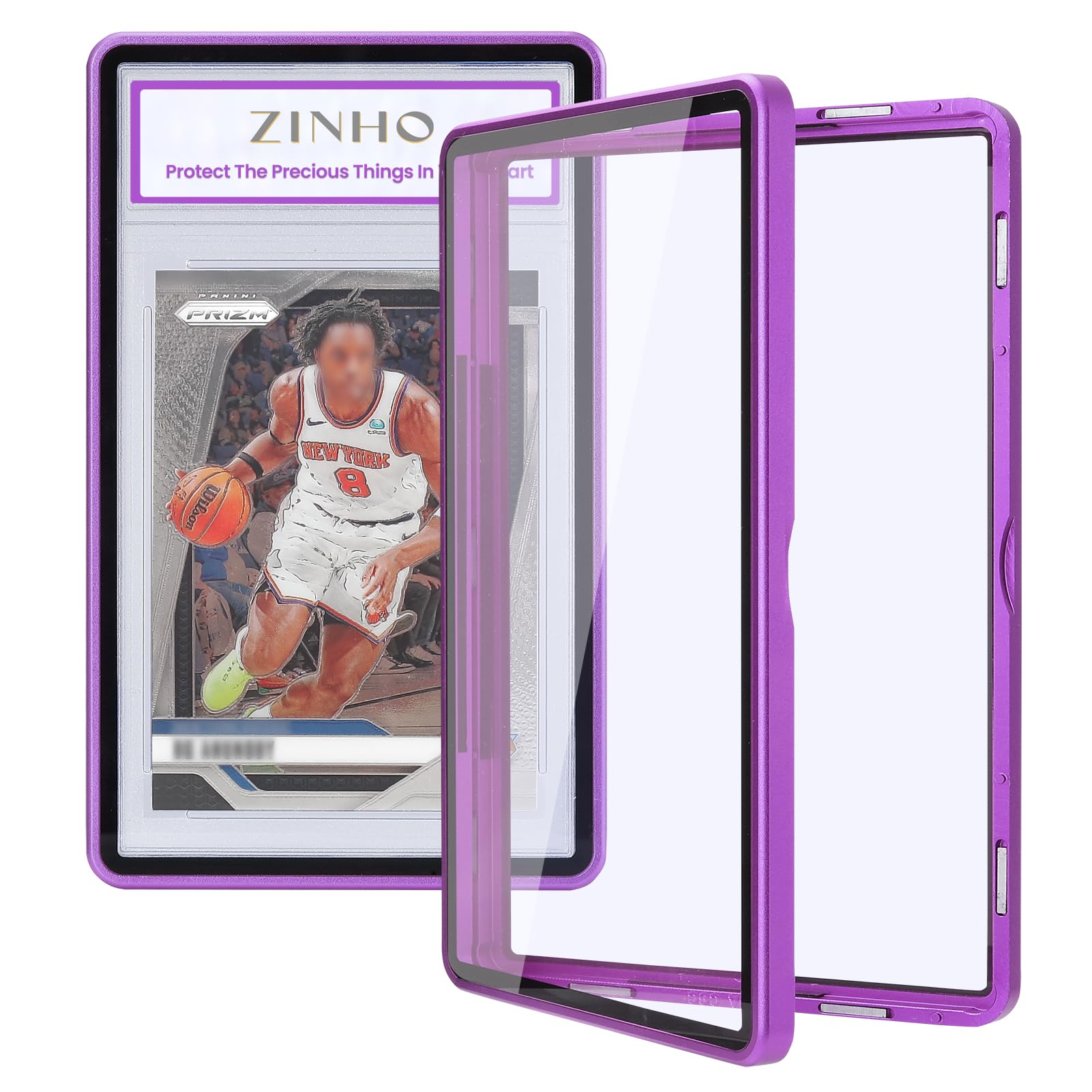 ZINHO Graded Card Case Magnetic Aluminum Alloy Slab Protector Display Case Fits 35PT PSA/CGC/CSG Cards, UV Protection (Purple)