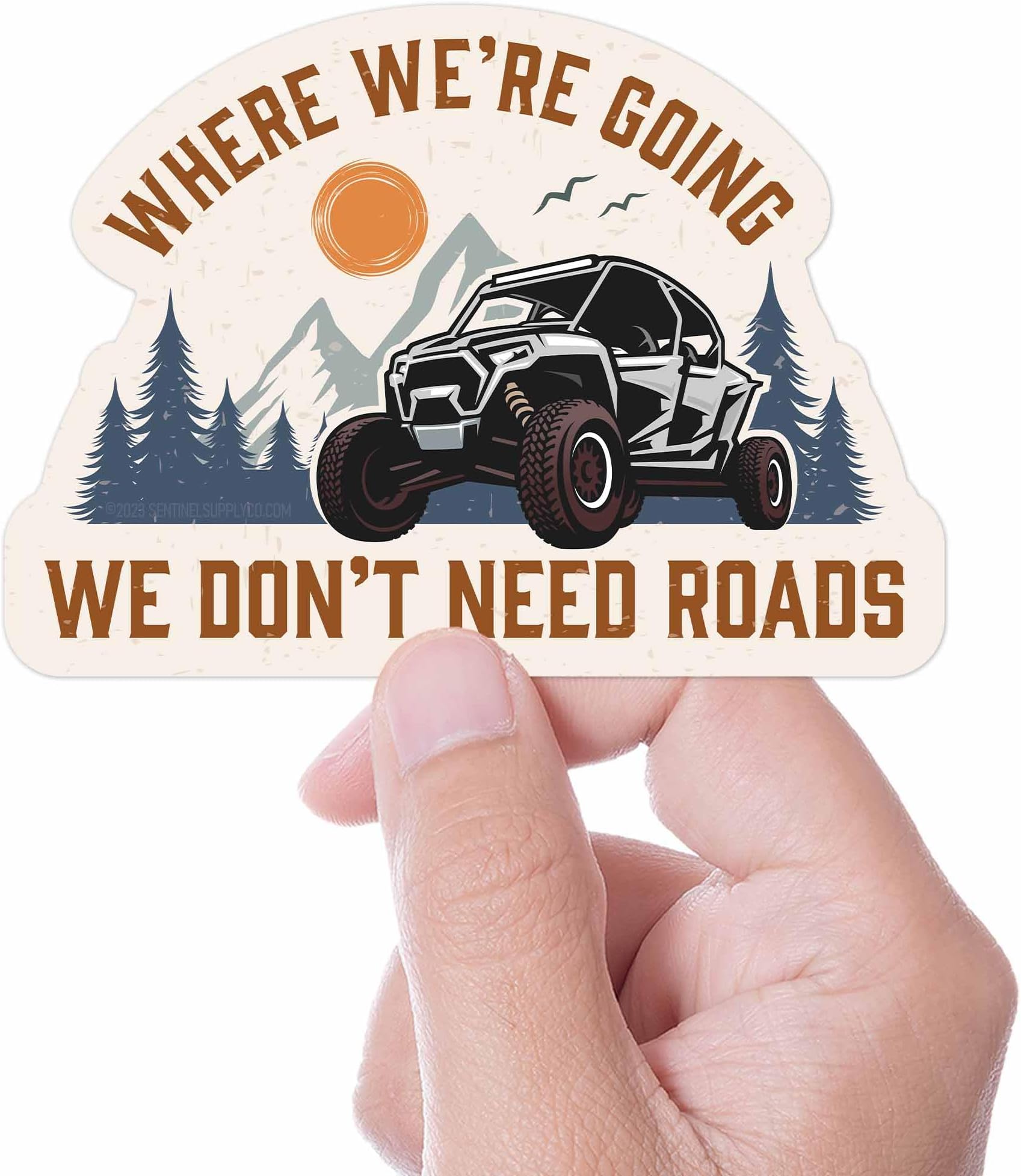 Where We're Going We Don't Need Roads Offroad UTV Sticker, Backcountry SxS Decal, 4x4 Sticker for Water bottle, Laptop, or Bumper