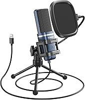 TONOR TC-777 USB Podcast Microphone with Tripod Stand & Pop Filter - Cardioid Condenser Mic for Streaming, Gaming, PC/Mac/PS4/5