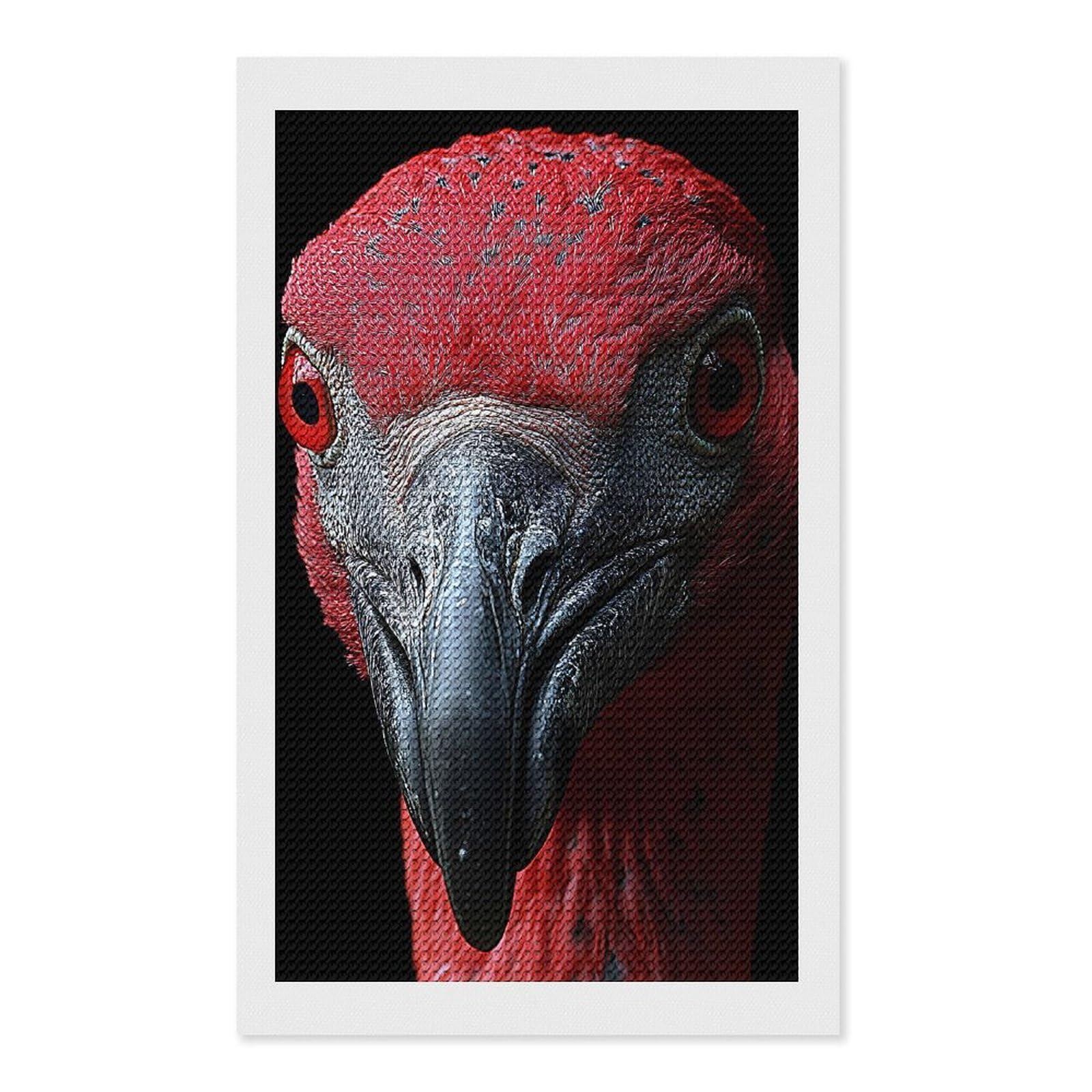 Junmoney Scarlet Ibis Portrait Diamond Painting Canvas Kit 12"x20", Round Gems, Living Room Decor, Seasonal Gift Choice, Modern Decor