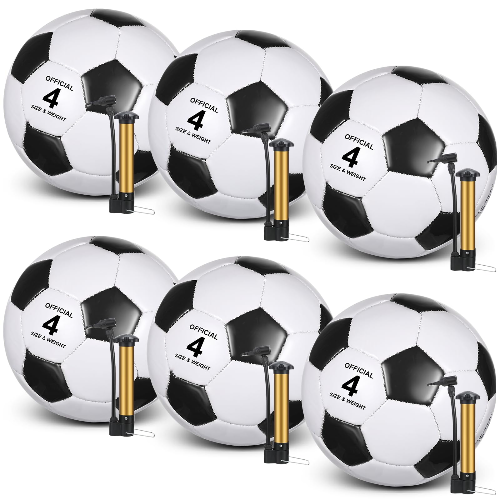 6 Pcs Operation Christmas Soccer Ball Bulk with Pump Needles, Size 3 4 5 Deflated Soccer Ball Gift for Youth Adult Game Training Practice Christian Charity Donation Supplies