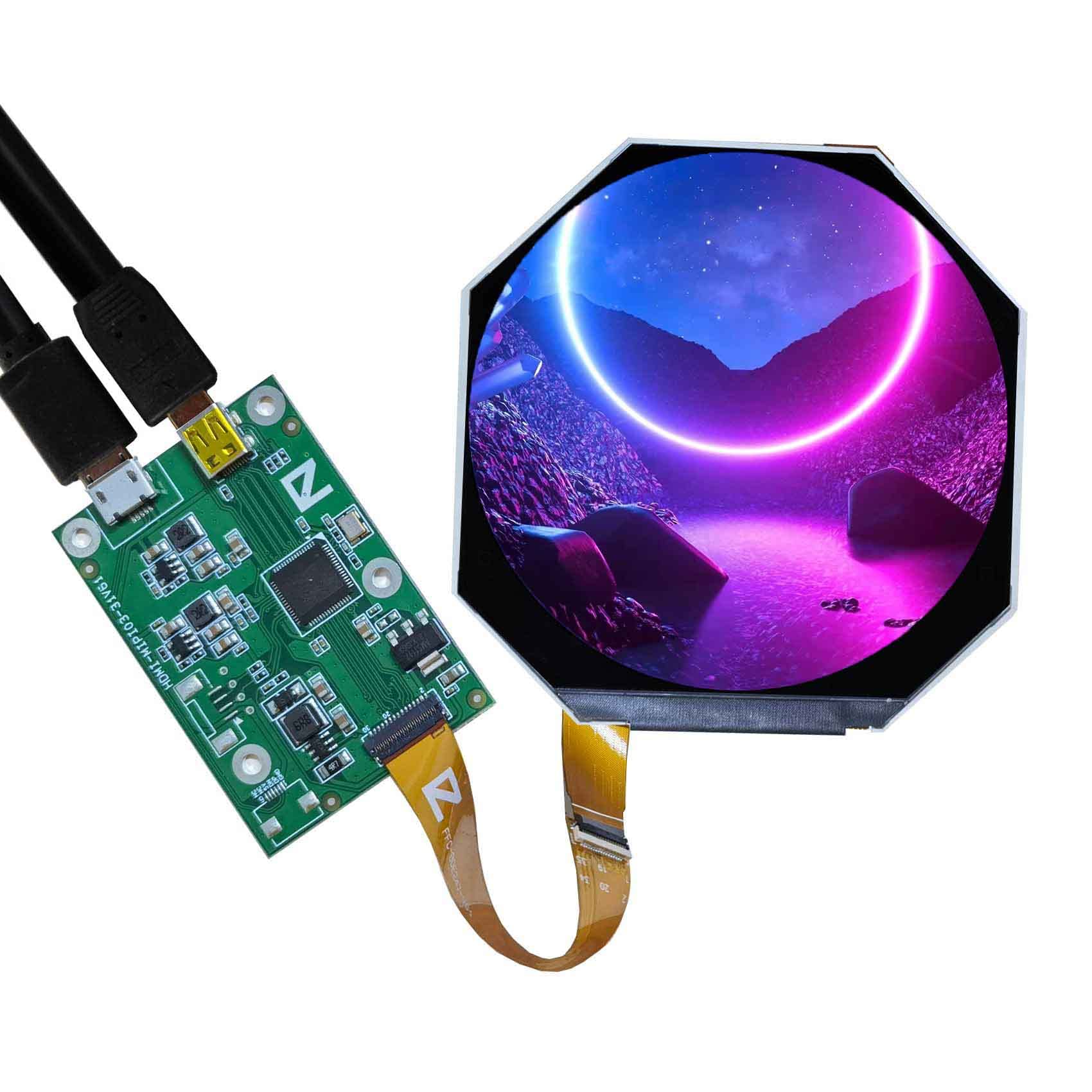 2.5 inch 480x480 400nit IPS MIPI Round Circular LCD Screen