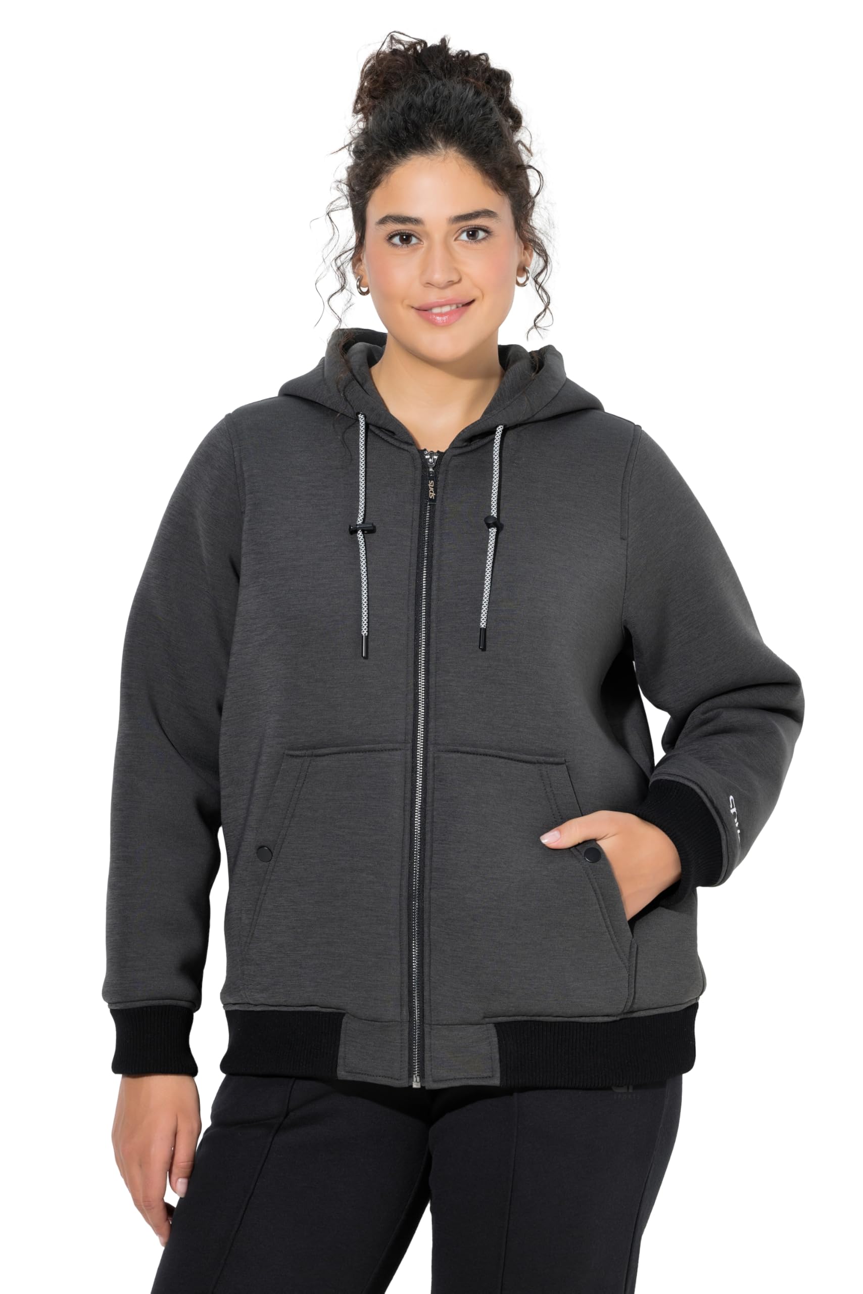 Ulla Popken Damen große Größen Übergrößen Plus Size Softshelljacke, wasserabweisend, Steppfutter, Kapuze 845135