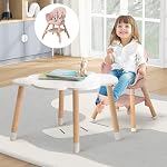 HONEY JOY Chaise haute bébé, 6 Dans 1 Chaise haute en bois convertible pour bébés et tout-petits/Chaîne bébé/Tool de bar, Bac double amovible & Repose-pieds réversible, Harnais de sécurité pour les jeunes filles (Pink)