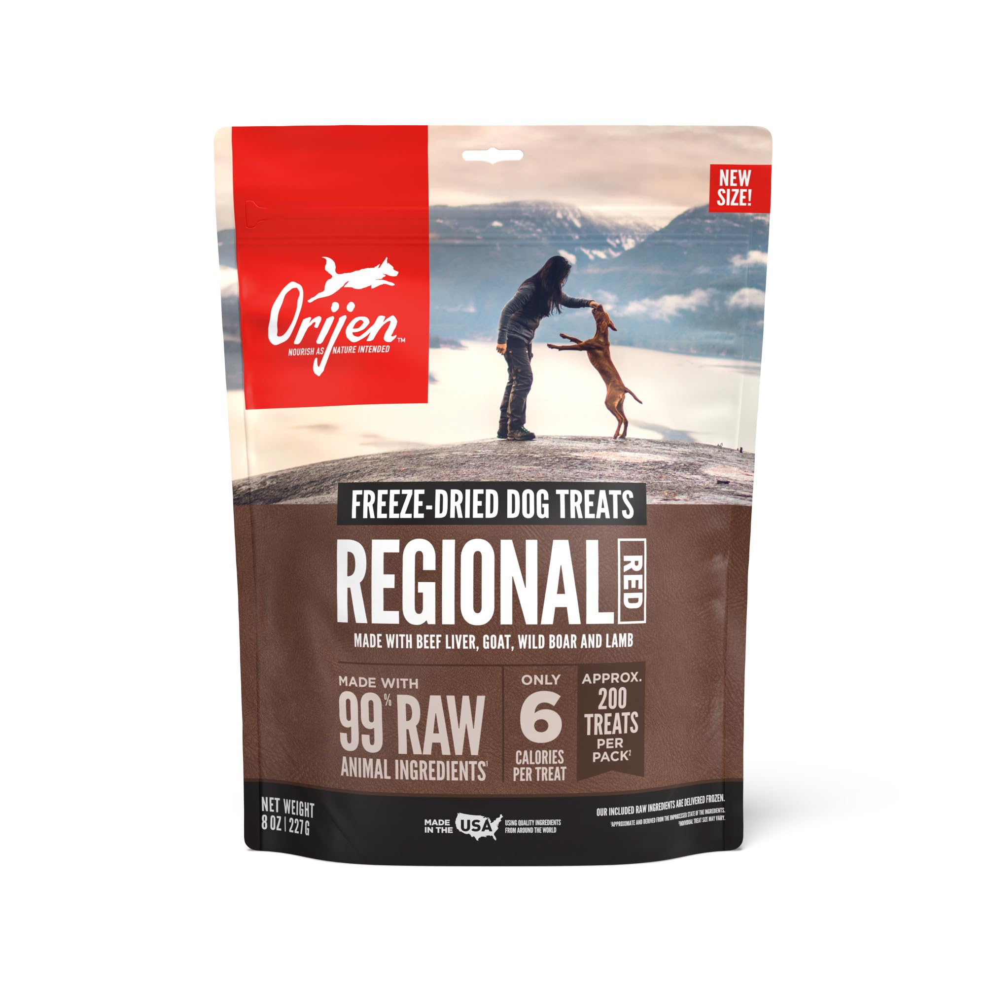 Grain Free High Protein Freeze Dried Dog Treats Regional Red Recipe 8oz Bag