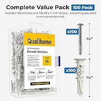 Vista 7 de Anclajes plásticos autoperforantes para paneles de yeso con tornillos #8, no requiere preparación de agujeros, soporta hasta 75 libras (100 unidades)