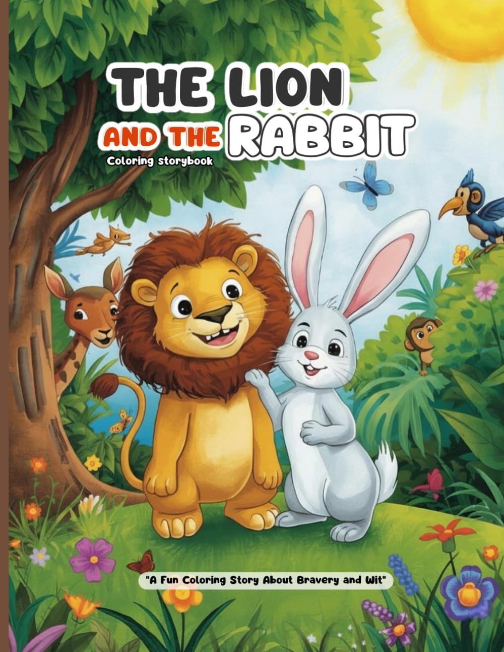 THE LION CIND THE RABBIT Coloring storybook: "A Fun Coloring Story About Bravery and Wit"