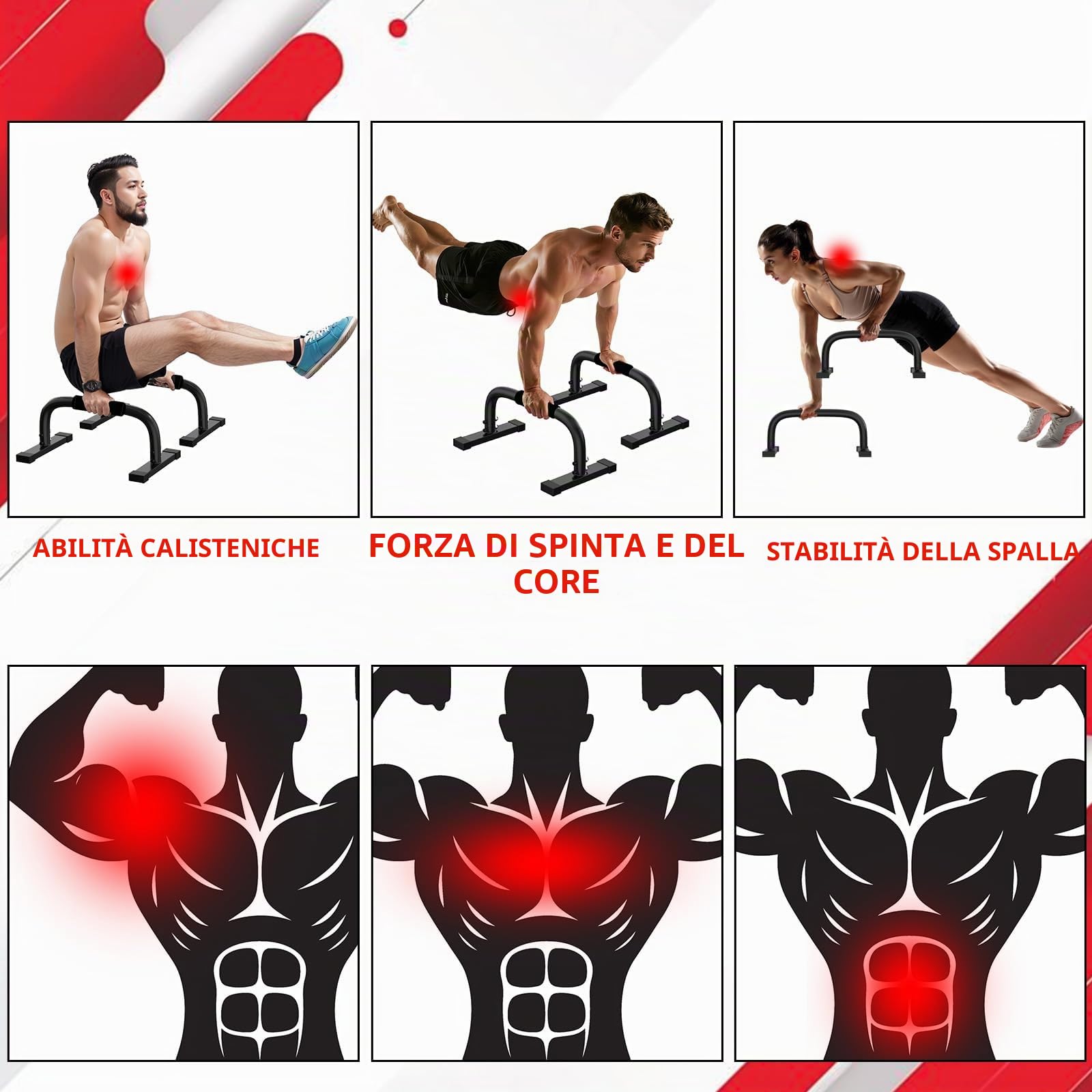 Parallele Calisthenics, Parallettes Bars Dip Calisthenics, 25,9cm di altezza 300kg Barretta Parallela, Attrezzature Calisteniche per interni ed esterni, adatta per attività Domestiche e flessioni