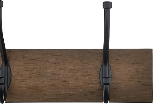 Miniatura 3 de Tienda Basics Perchero rectangular de pared con ganchos de almacenamiento, 5 ganchos, madera de granero