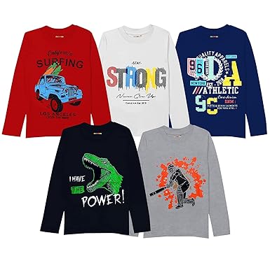 Kuchipoo Boys Cotton T-Shirt - Combo of 5, Multicolored (KUC-TSHRT-133)