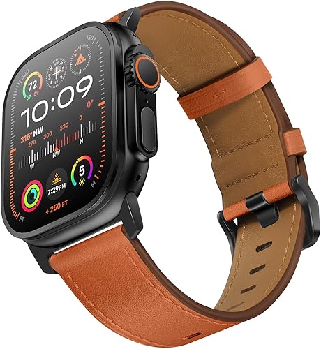 Vista 169 de UUPWPOKT Correa de cuero compatible con Apple Watch Ultra 3/2/1 Band de 1.929 in, 1.811 in, 1.772 in, 1.732 in, 1.654 in, correa de cuero genuino