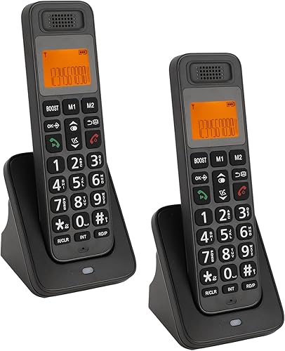 Miniatura 8 de PUSOKEI Teléfono inalámbrico con DECT 6.0, altavoz dúplex completo con pantalla LCD, teclas grandes, teclado iluminado, bloqueo de llamadas, aumento