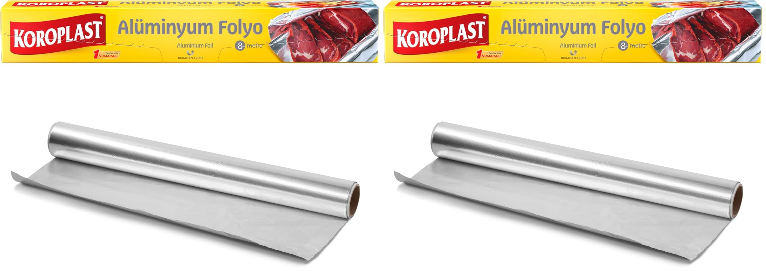 Koroplast Alüminyum Folyo 8 mt, BPA İçermez, Dayanıklı Yapışmaz Folyo 30 cm x 8 metre, Tavuk, Izgara, Et, Yemek, Gıda Artıklarını Saklamak için İdeal, Mutfakta Çok Yönlü Kullanım, Yüzey Korumaya Uygun