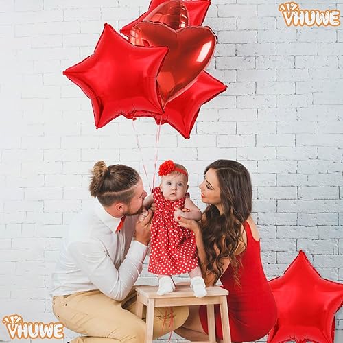Miniatura 4 de Globos de estrella roja de 18 pulgadas, 10 globos metálicos de aluminio de helio con forma de estrella roja para decoración de fiesta de cumpleaños,