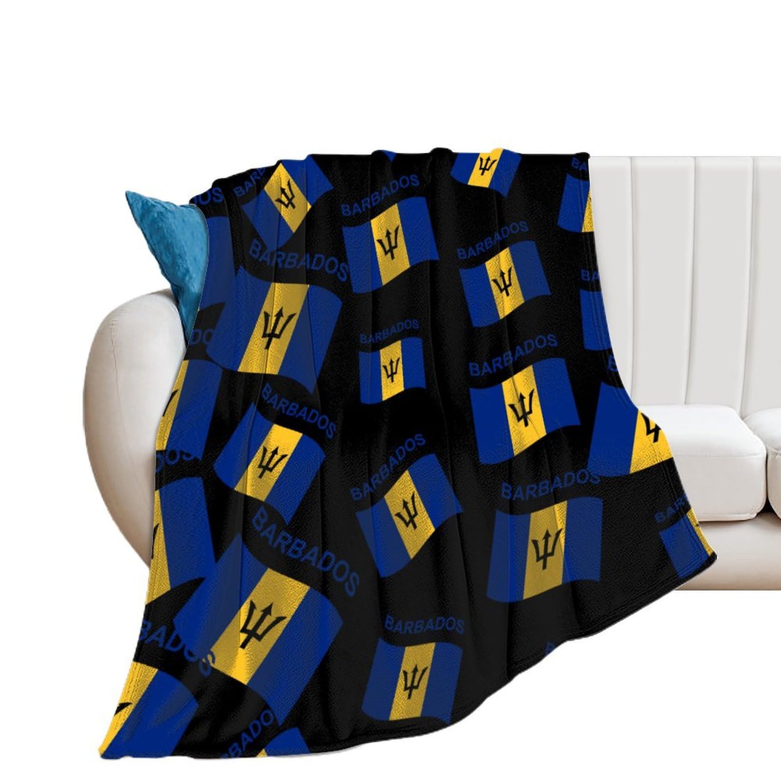 OUTBDNVFSA Flag of Barbados Throw Blanket Lightweight Summer Blankets for Bed Sofa Camping Travel