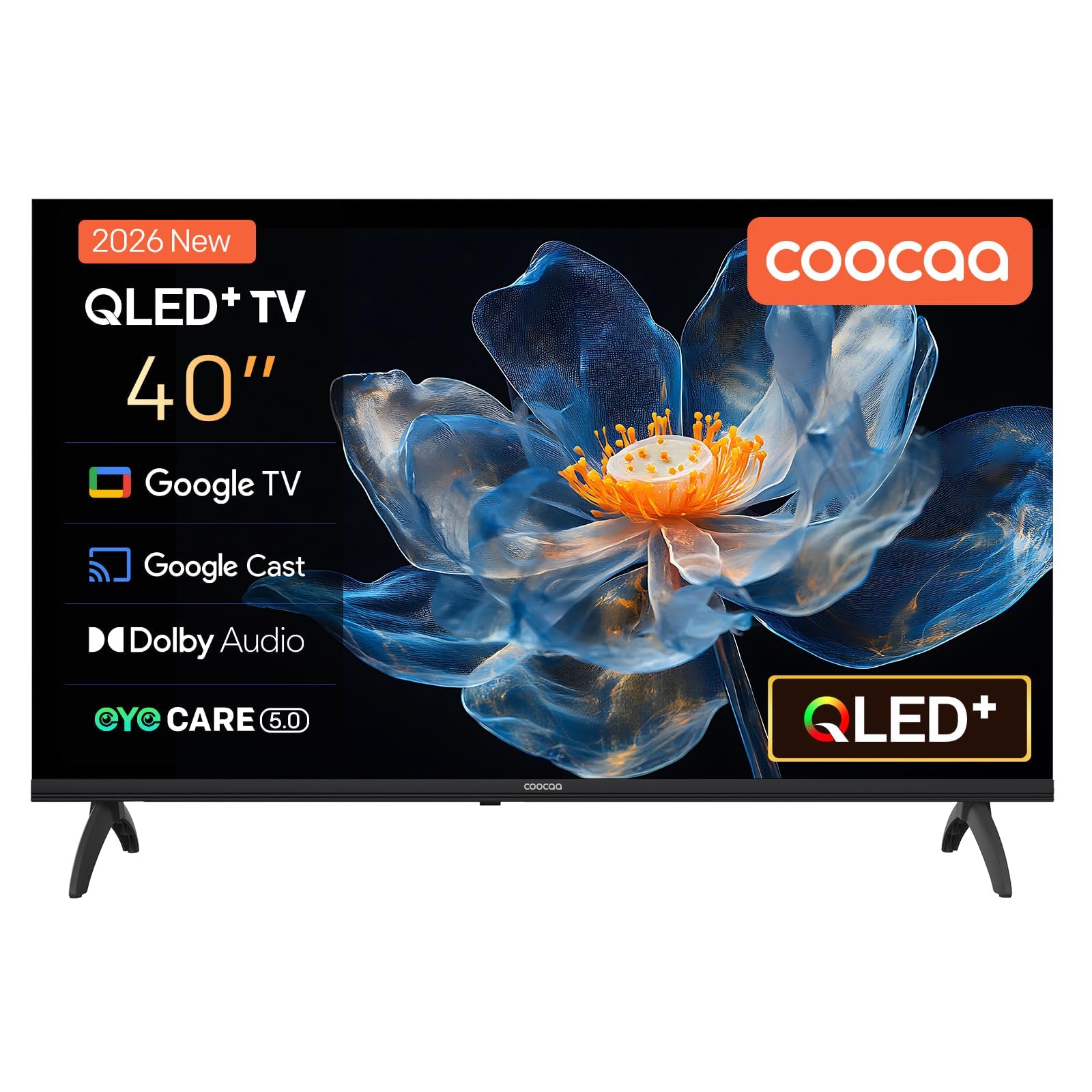 coocaa Smart TV 40 Zoll, 100cm, QLED FHD Fernseher kompatibel mit Google TV, HDR 10, Dolby Audio, Bluetooth 5.1, EyeCare, Google Cast, Triple Tuner DVB-T/-T2/-C/-S/-S2 CI+, 40CGQG40Z, 2026 Model