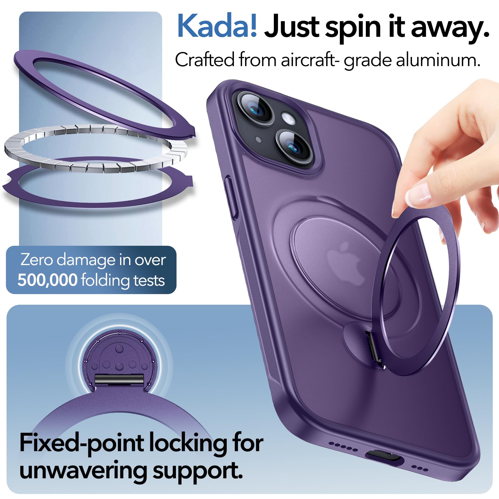 Anqrp 360° ALL-in-ONE Stand Case for iPhone 15 Case with Rotatable Magnetic KickStand Ring Holder, Compatible with MagSafe - Image 2