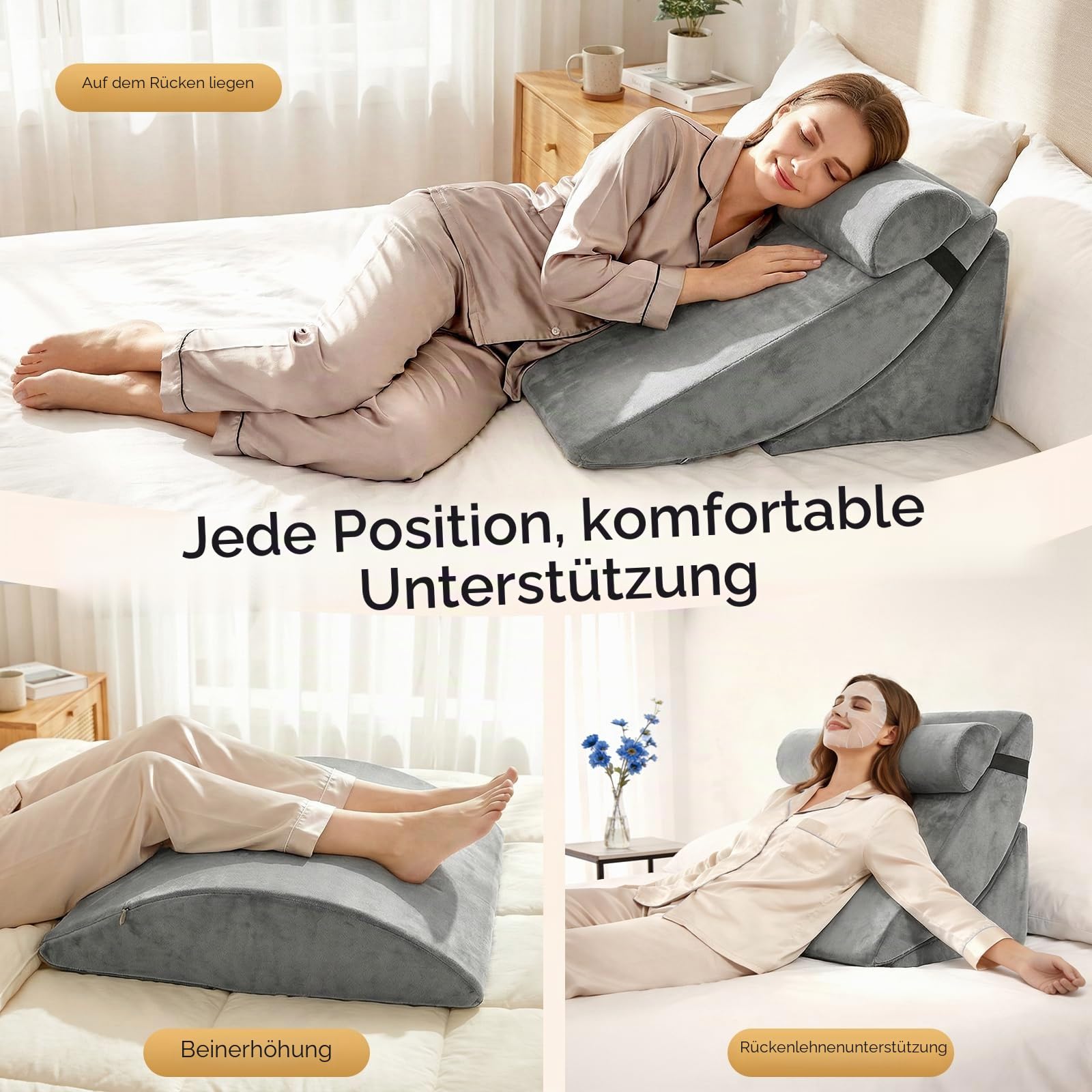 4PCS Orthopädische Bett Keil Kissen Set