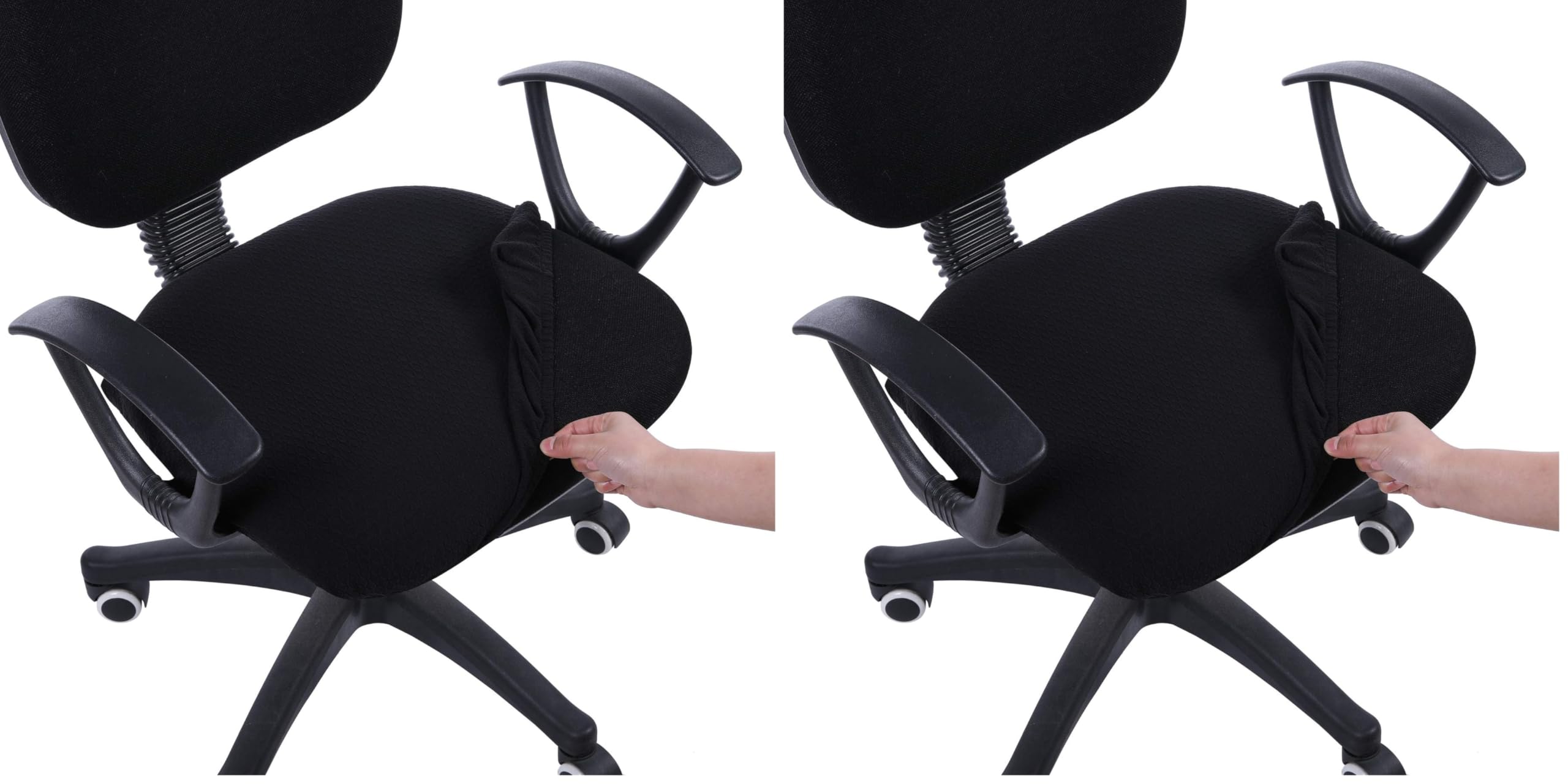 Smiry Stretch Jacquard Office Computer Chair Seat Covers, Removable Washable Anti-dust Desk Chair Seat Cushion Protectors - Black (Pack of 2)