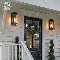 Vista 7 de mirrea Aplique de pared clásico para exteriores de 14 pulgadas, 1 luz en negro mate, marco de metal rectangular y pantalla de vidrio transparente