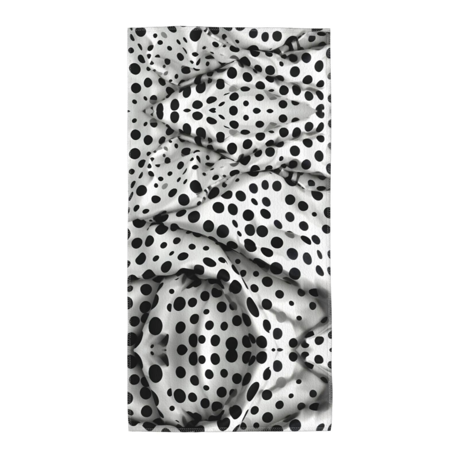 WYCZHY Black Polka Dot Printed Quick Dry Beach Towel For Camping Travel Vacation