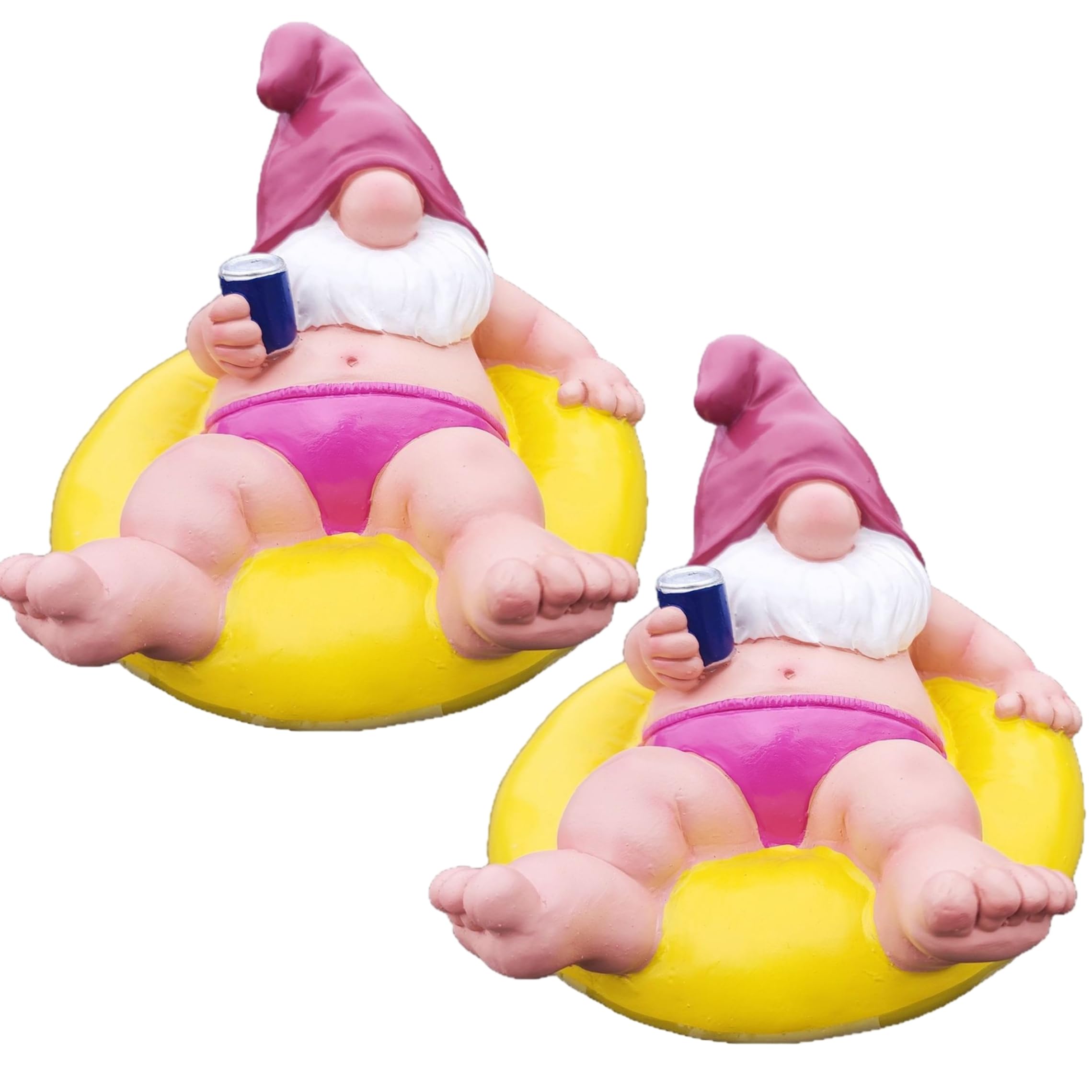 gnome garden decor: Funny Garden Gnomes, Floating Gnome Decor, Waterproof Resin Summer Figurine for Pool, Pond & Patio, Yellow