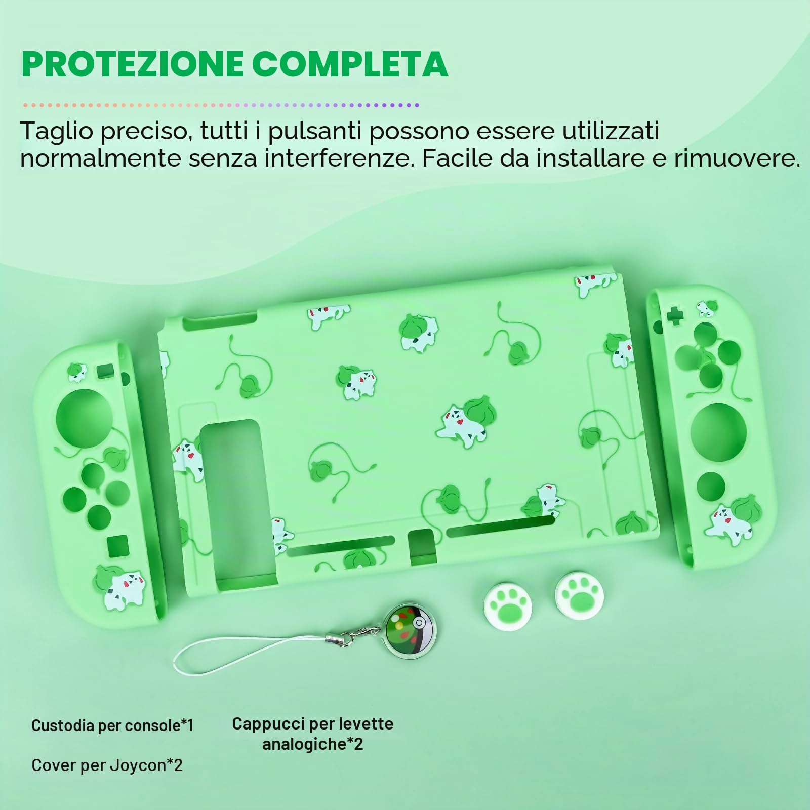 DLseego Custodia protettiva compatibile con il modello di interruttore, cover morbida al tatto sottile con 2 tappi per pollice e ciondolo a forma di palla di elfo, assorbimento degli urti e