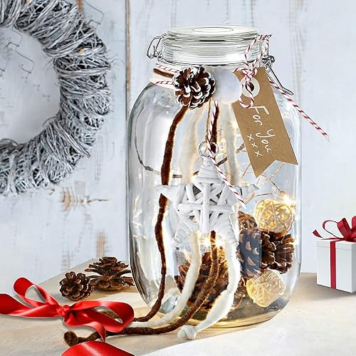 Miniatura 7 de Folinstall Tarro de vidrio de un galón con tapa hermética, tarro grande para huevos en escabeche, kombucha, limoncello, té solar (junta extra)