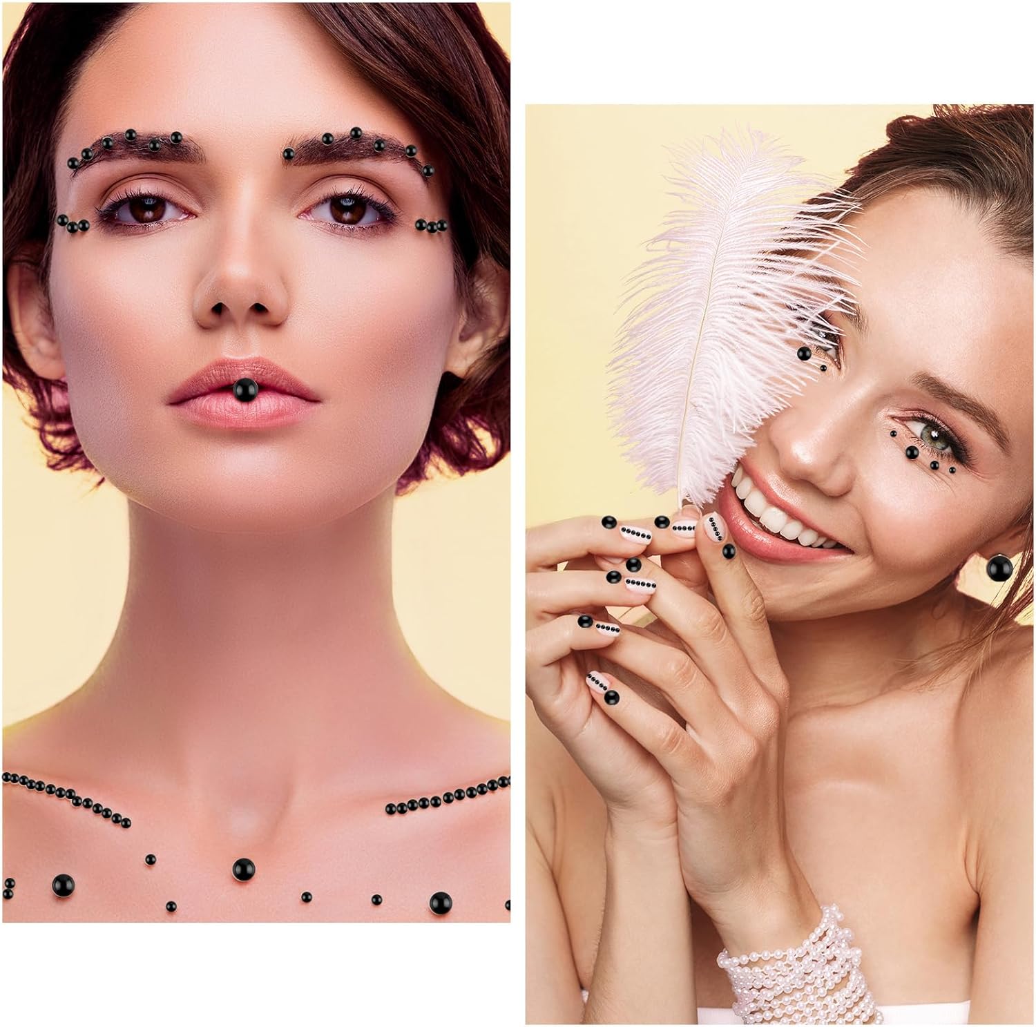 NACHLYNN 6480 Pcs Flat Back Pearl 7 Sizes Half Round Bead Black for Crafts Embellishment Shoes Clothes Bags DIY Making - Image 5