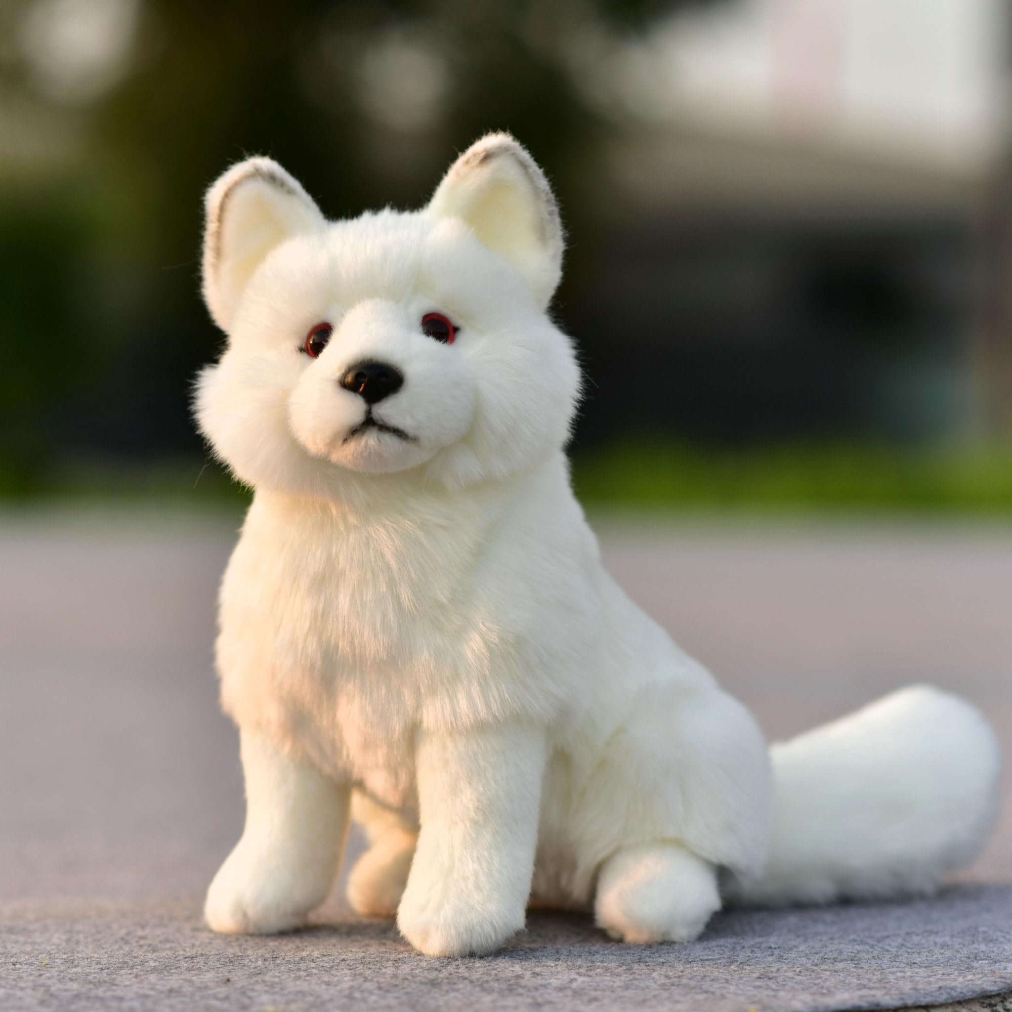白狐のぬいぐるみ Amazon.co.jp: LIUHONGFEI 模造ホワイトフォックスぬいぐるみ キツネ