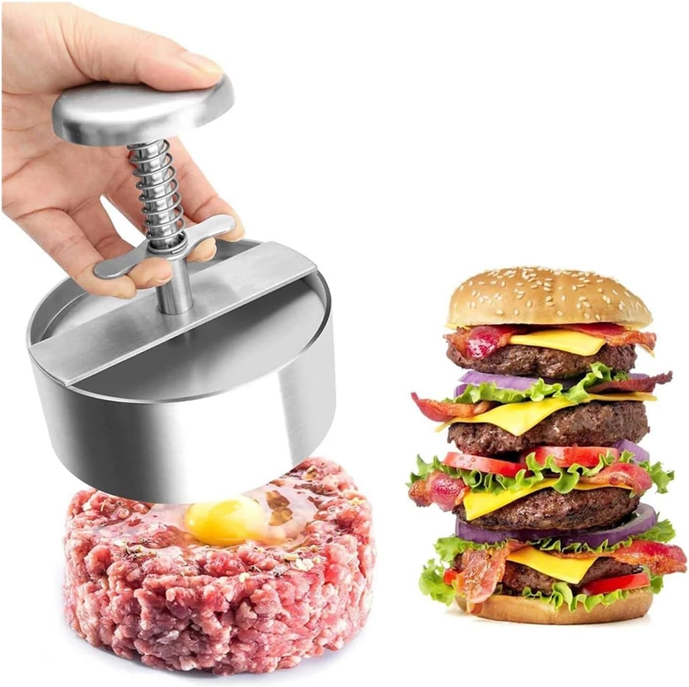 Press 304 Stainless Steel Manual Press Grill Griddle Tool Grill Maker Mould (Color : Diameter 10cm)