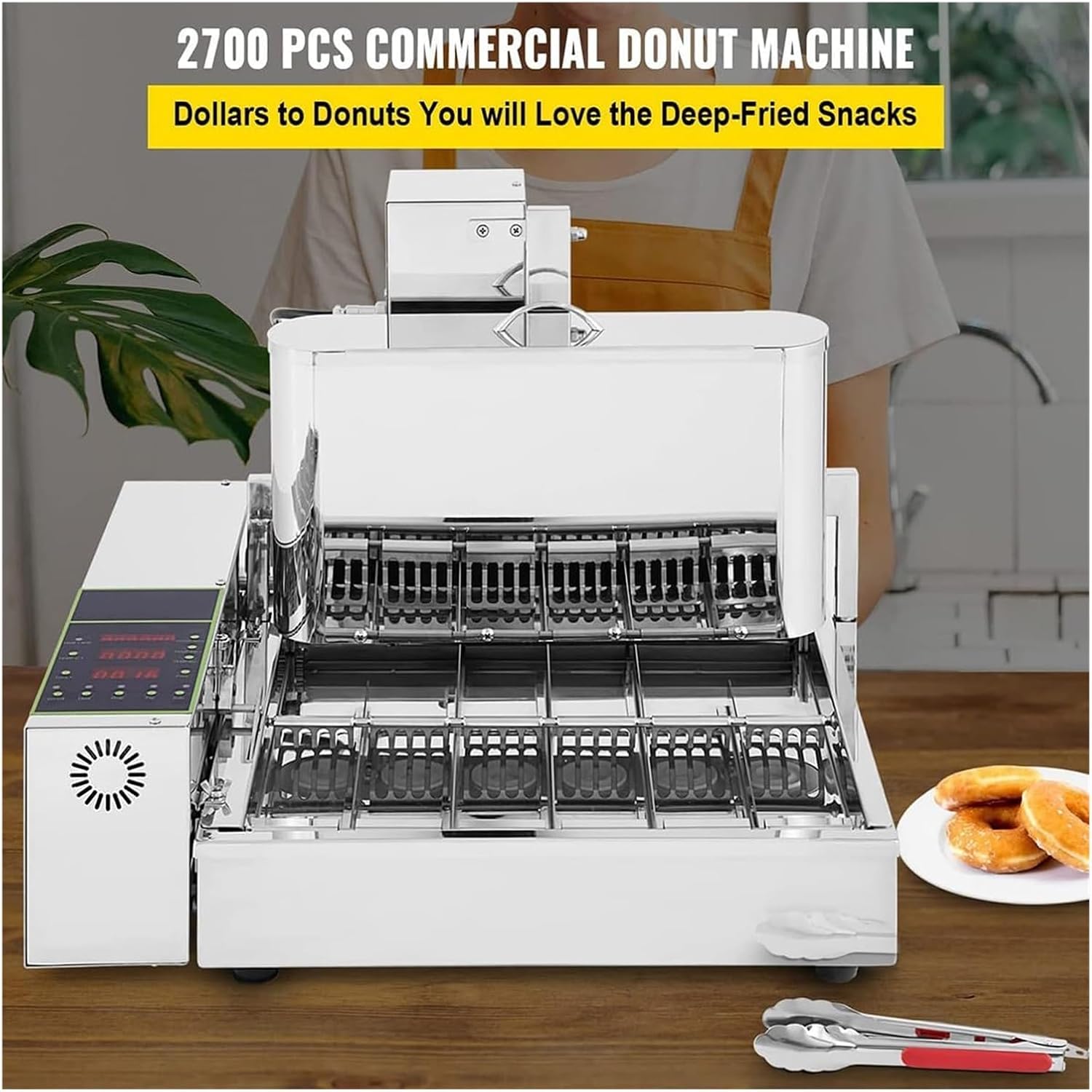 Commercial Automatic Donut Maker Machine - 6 Rows, High Capacity 2700pcs/h, Adjustable 5 Ars, Ideal for Bakery & Restaurant Use, Efficient Doughnut Production