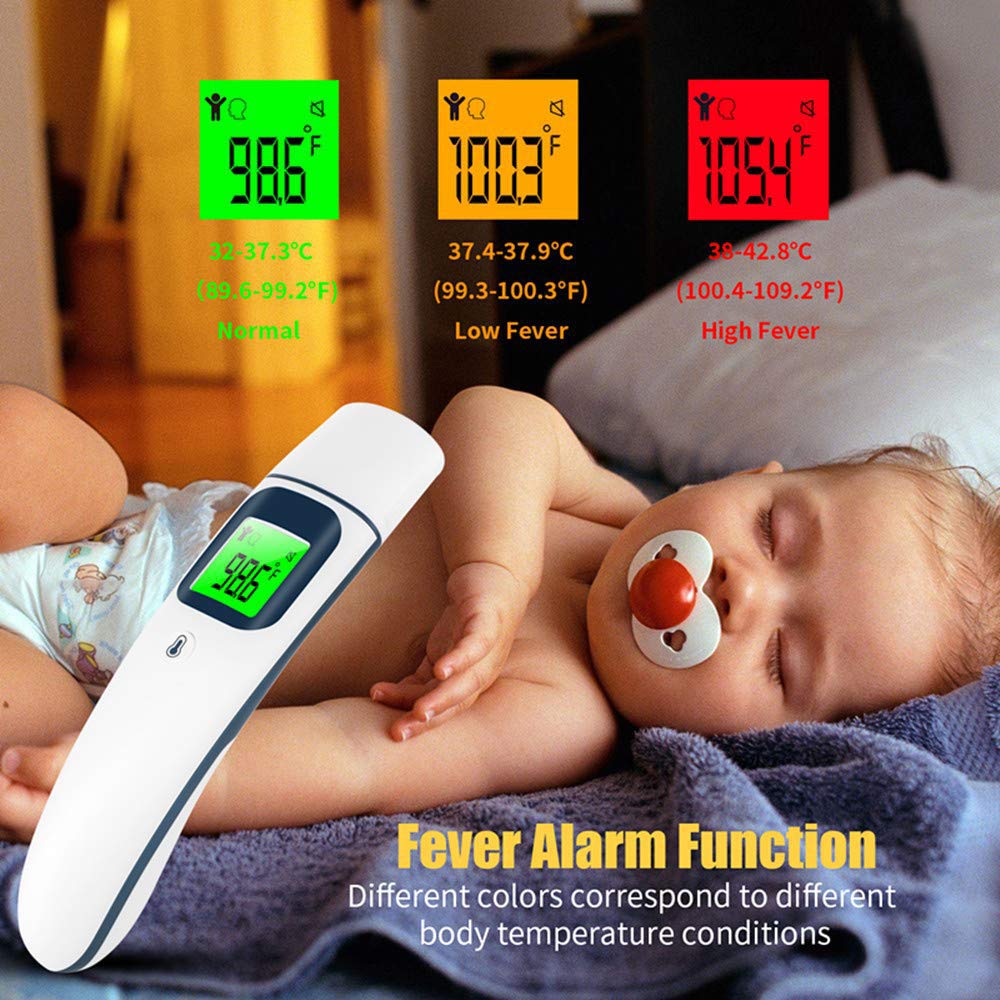 Termómetro Infrarrojo del Bebé, Oído Y Termómetro De La Frente, Termómetro Médico Modo Dual Digital con Fiebre De Alarma, ℃ / ℉ De Conversión, 1S Lectura